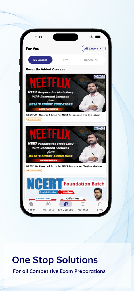 Khan Global Studies - Khan Global Studies app interface showing NEET and NCERT exam preparation courses