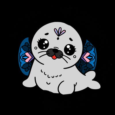 a cute baby seal mandala