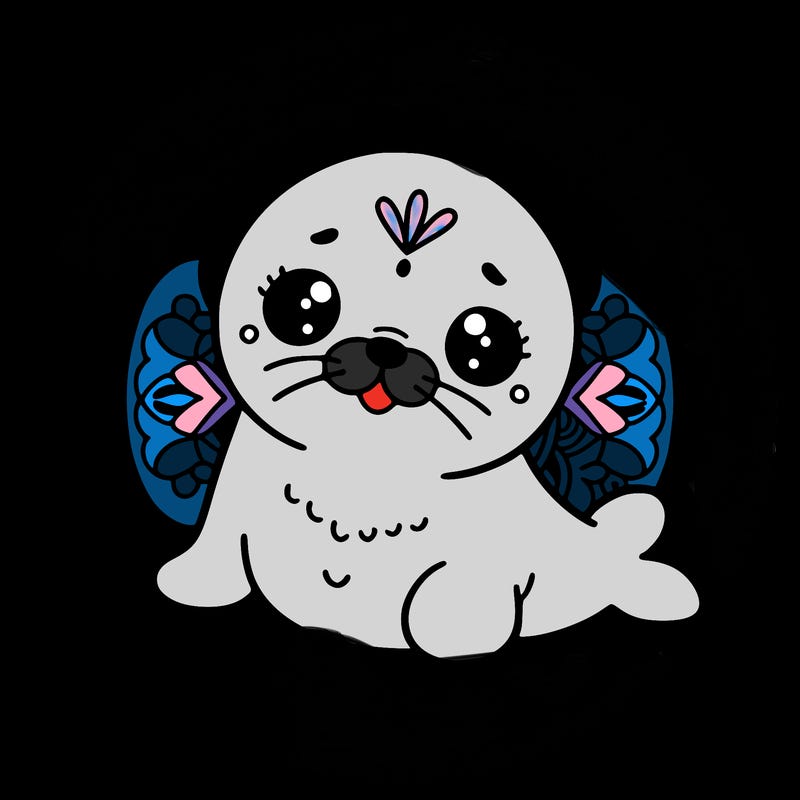 a cute baby seal mandala