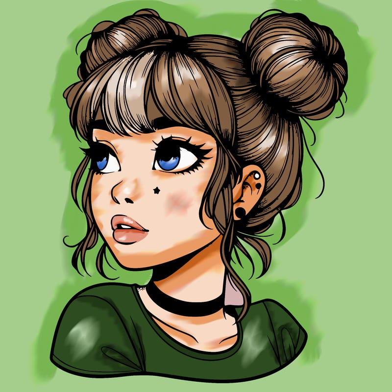 realistic girl with spacebuns