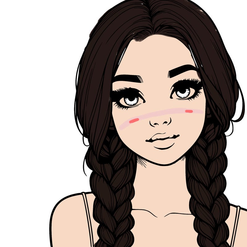 realistic girl with braids