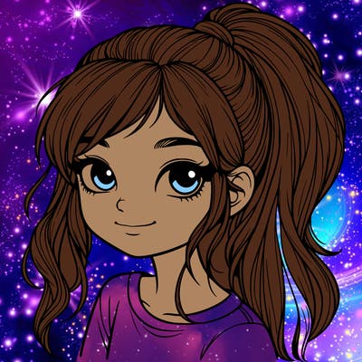 realistic girl with ponytail