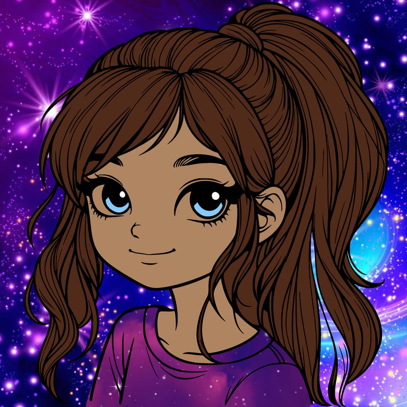 realistic girl with ponytail