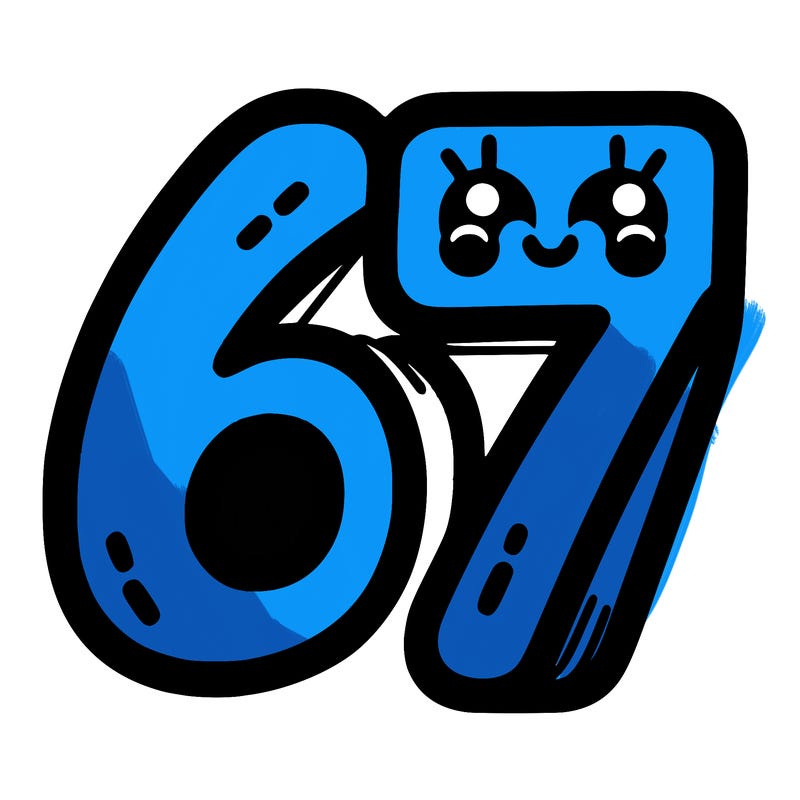 the numbers 67