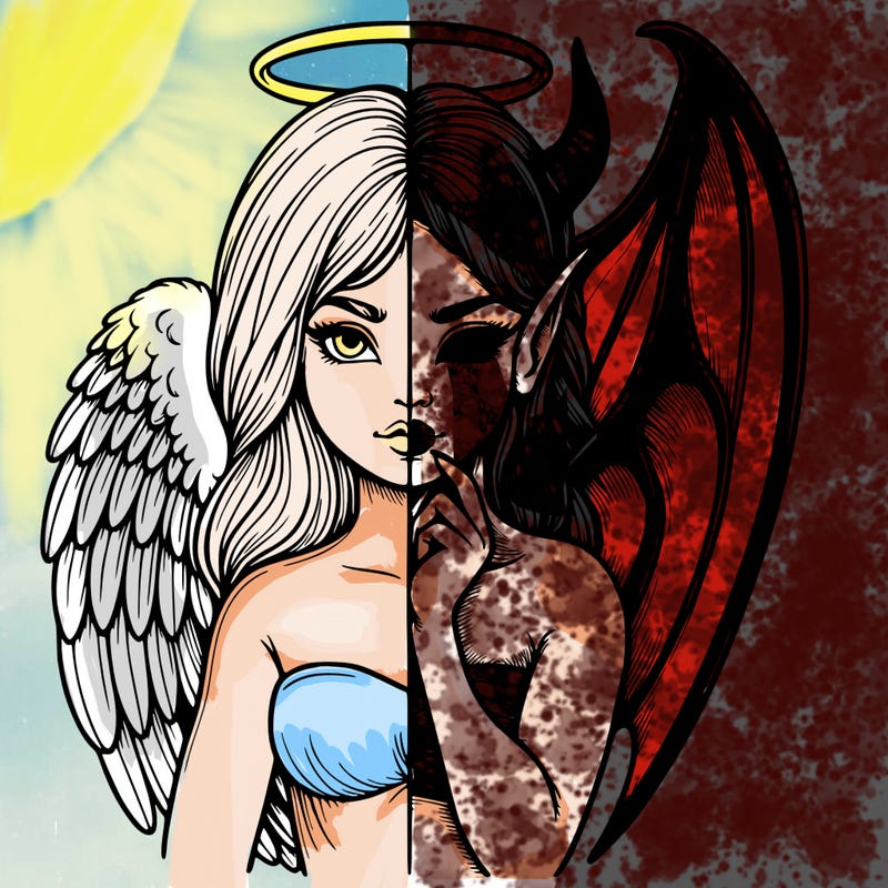 realistic angel half demon