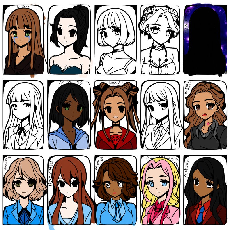 girls that look diffrent anime