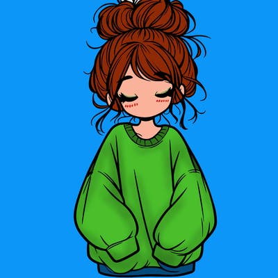 girl with baggy sweatshirt and messy bun
