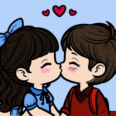 boy and girl kissing
