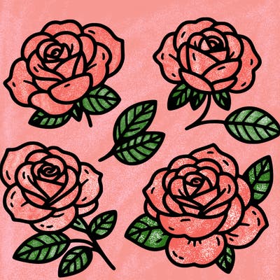 cute four pieces roses