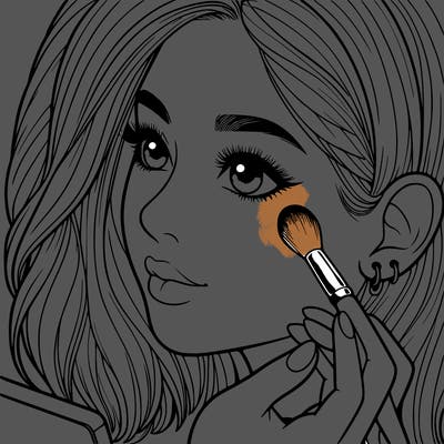 a realistic girl doing her makeup