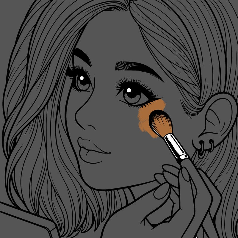 a realistic girl doing her makeup