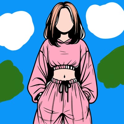 realistic girl faceless with baggy pants and a crop top