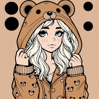 realistic girl in a animal pjs hoodie