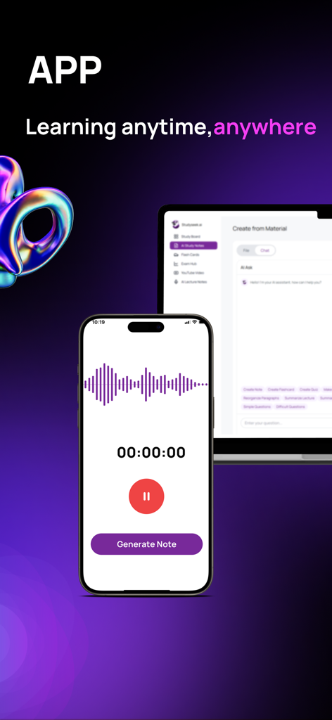 NovaTutor.AI: Video Tutor - NovaTutor AI app screens showing voice recording on a smartphone and study dashboard on a tablet