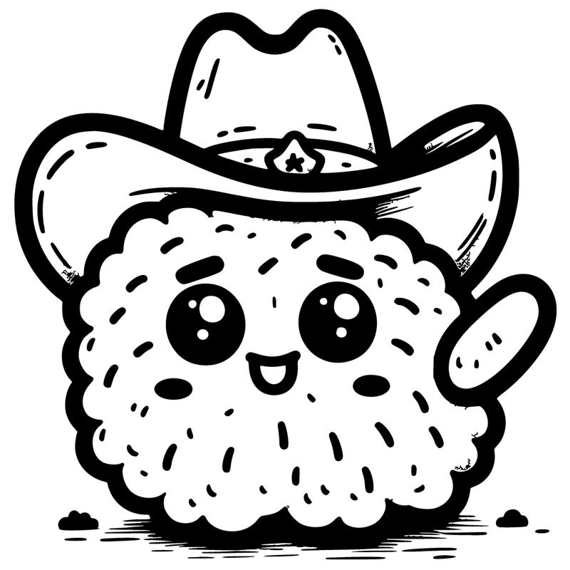 chicken nugget with a face and cowboy hat