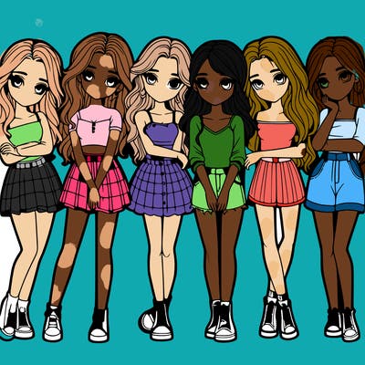 a group of girls realistic