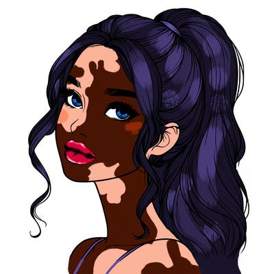 realistic girl with a ponytail on her hair and lips