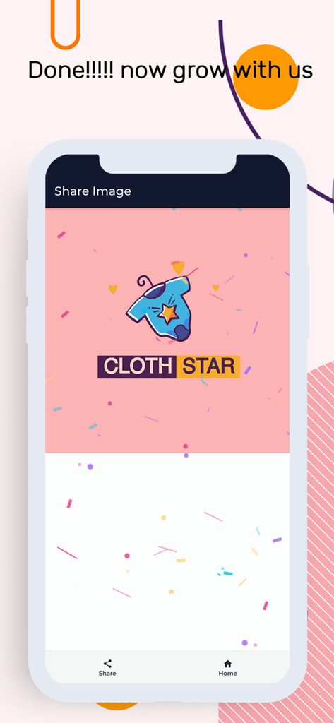 Logo Creator - Logo Maker - Una pantalla de iPhone que muestra un logo completado para una marca de ropa de bebé llamada Cloth Star creado en la aplicación Logo Maker