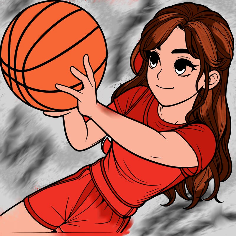 realistic girl playing basketball