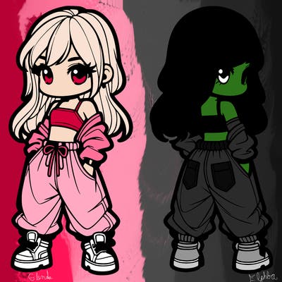 girl in crop top and baggy pants