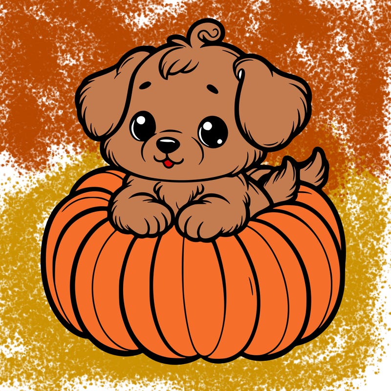 cute little puppy in a pumpkin