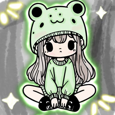 a girl wearing a frog hat and some frog socks