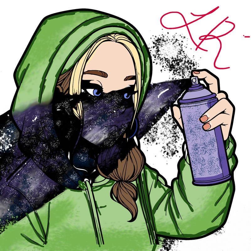 a realistic girl, spray painting