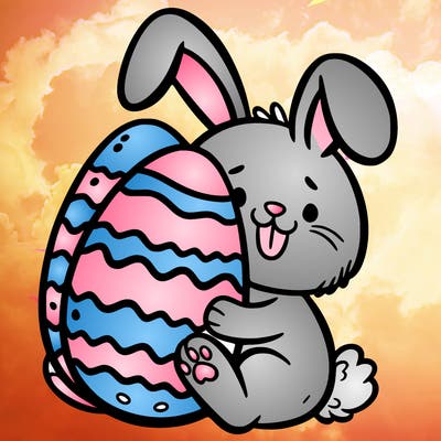 easter bunny with a huge egg