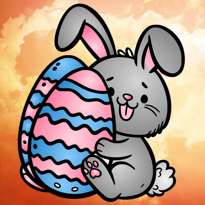 easter bunny with a huge egg