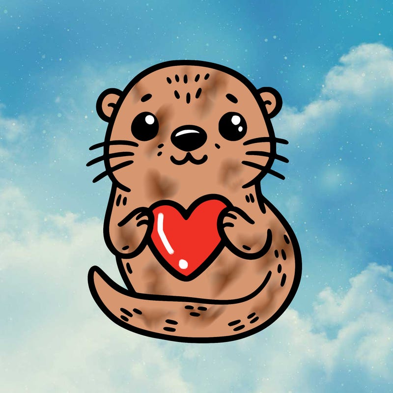 otter with a heart