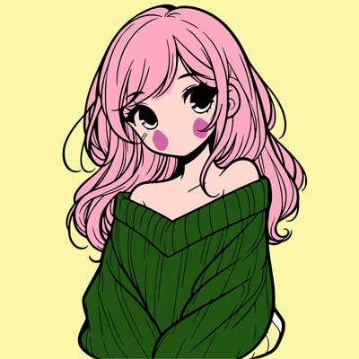 shy pretty girl wearing a sweater that is falling off one shoulder portrait