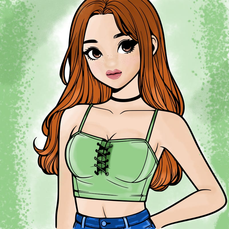 realistic girl with cute crop top