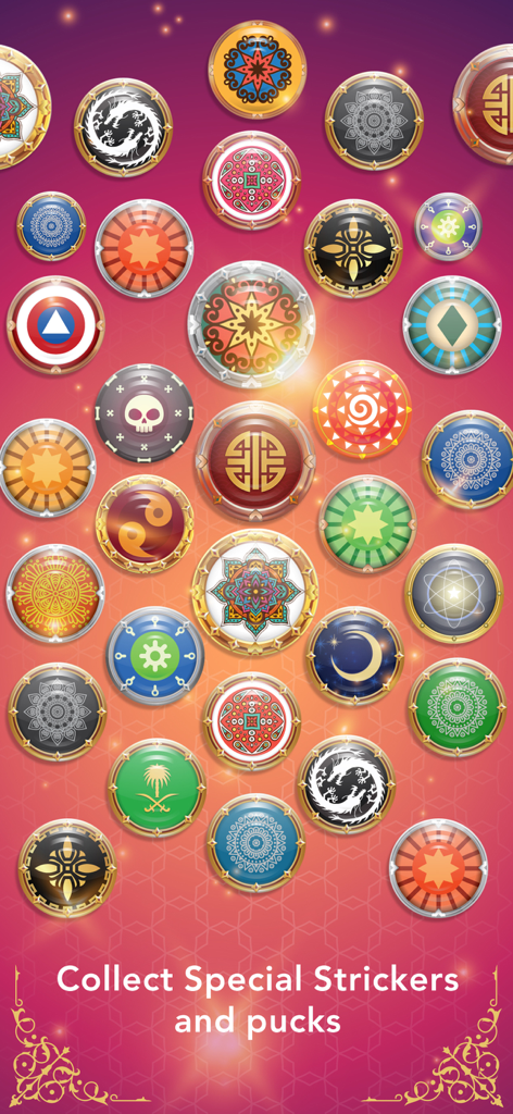 Carrom | كيرم Online Pool Game - Una exhibición de varios strikers y discos decorativos y coleccionables para el juego en línea de Carrom.