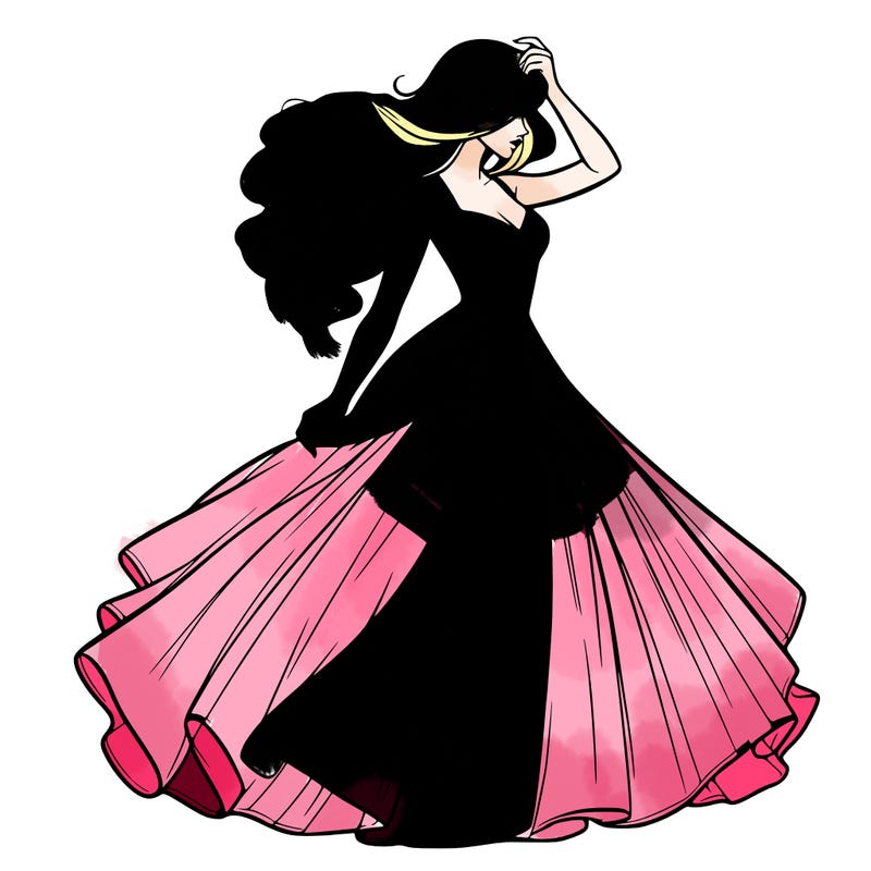 realistic woman with dress flowing in the wind