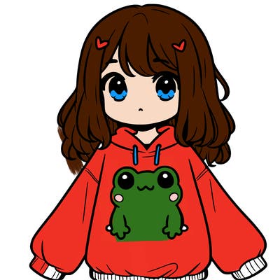 girl wearing frogging sweatshirt