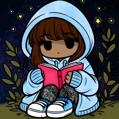 girl in oversized hoodie reading a book
