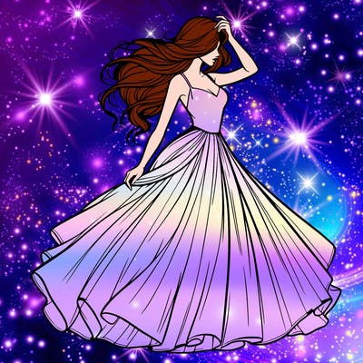 realistic woman with dress flowing in the wind