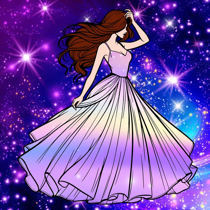 realistic woman with dress flowing in the wind