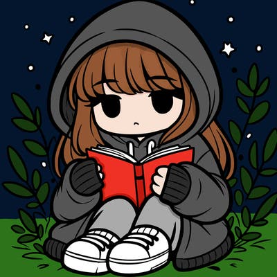 girl in oversized hoodie reading a book