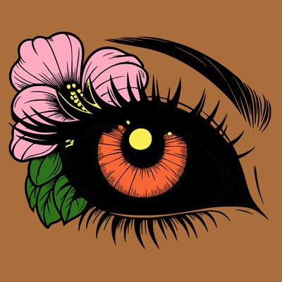 realistic eye with flower
