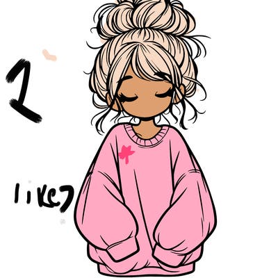 girl with baggy sweatshirt and messy bun