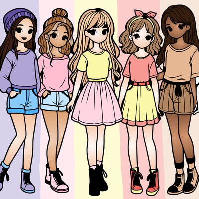 a group of five girls