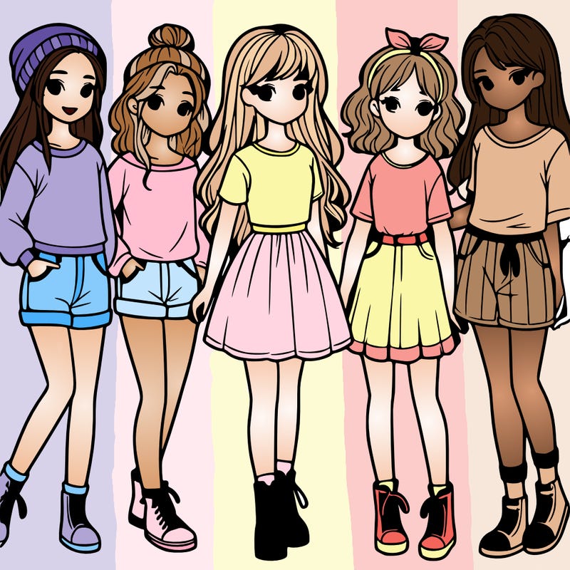 a group of five girls