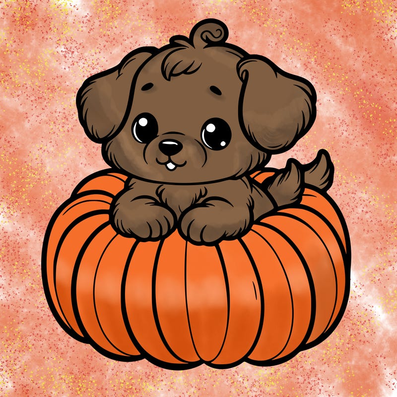 cute little puppy in a pumpkin