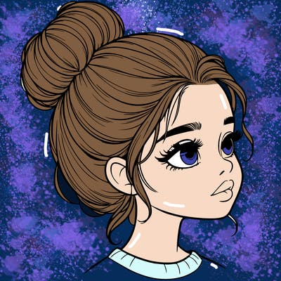 realistic girl with bun