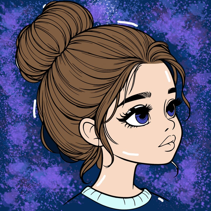 realistic girl with bun