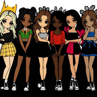 a group of girls realistic