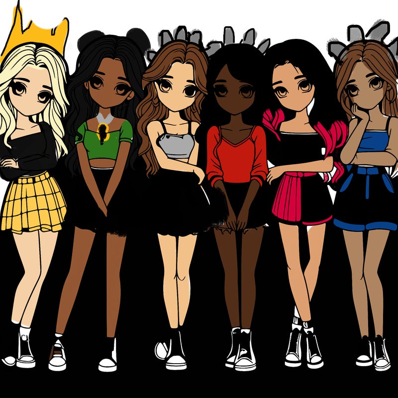 a group of girls realistic