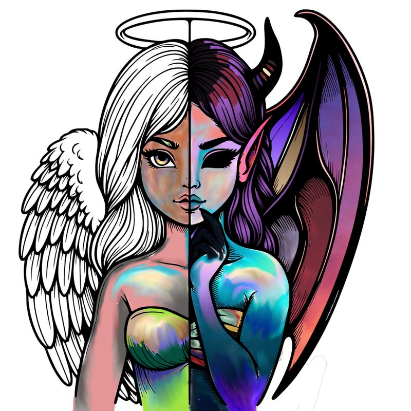 realistic angel half demon