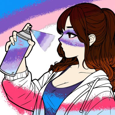 a realistic girl spray, painting